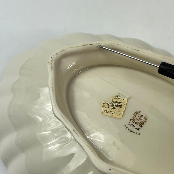 Lenox Symphony Scalloped Oval Centerpiece Serving Bowl 24K Gold Trim USA - Picture 9 of 12